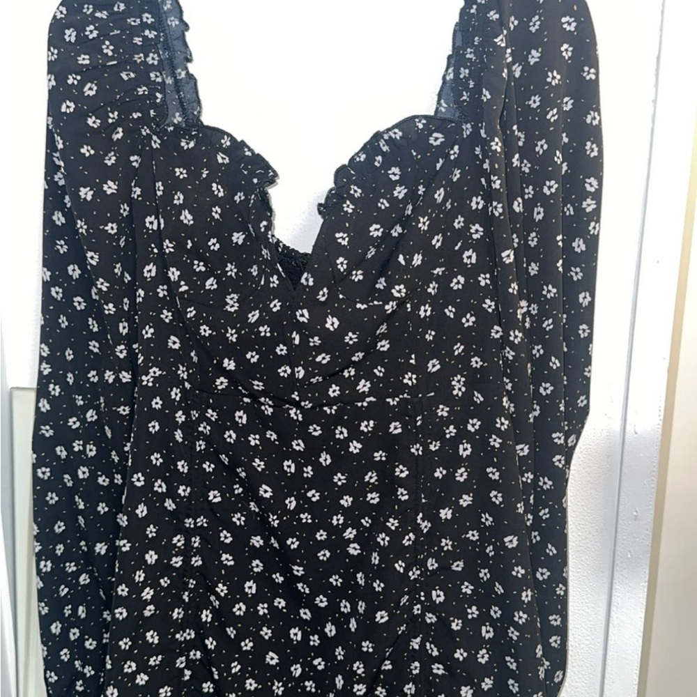 Black Floral Long Sleeve Dress